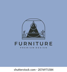 line art sink with light logo vector symbol illustration design
