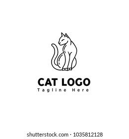 line art sitting cat logo