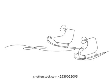 Line Art Skate Christmas and New Year Holiday Symbol. Ice Skate Silhouette One Continuous Line Drawn Art.  Winter Sport Sign Christmas and New Year Holiday Family Party Gift Thin Stroke Silhouette 