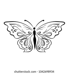 Line Art Sketch of beautiful butterflies