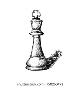 Line Art Sketch of Chess piece Known As The King.