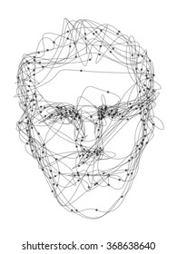 Line art sketch drawing of man's face