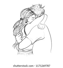 Couple Hug Sketch Images Stock Photos Vectors Shutterstock