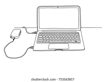 Line art sketch of macbook isolated illustration 