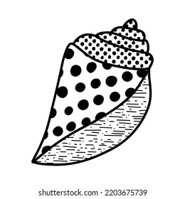 Line art sketch seashells. Vector illustration isolated from background. Decoration symbol of health calcium. Different shapes of shells. Sea ocean icon. Sand and beach design.
