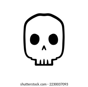 Line art skull design vector. Retro character symbol. 