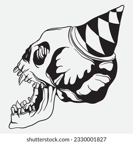 line art skull human skull with lower jaw, skull for art work