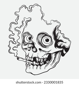 line art skull human skull with lower jaw, skull for art work