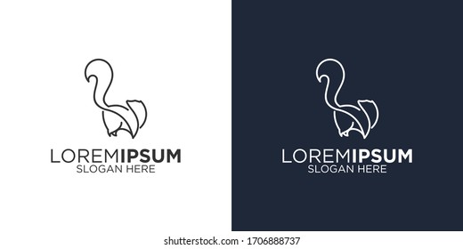 Line art skunk logo design template