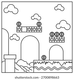 El arte de la línea de Sky Cloud Game de fondo