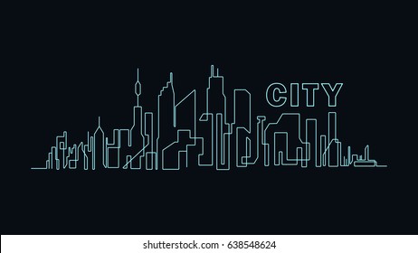 Line art of skyscrapers in the city. Vector Image