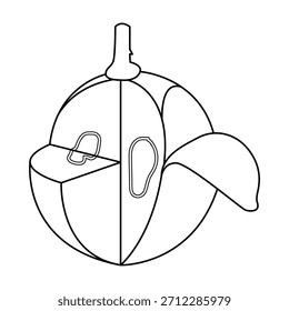 La línea de arte de rebanar fruta de uva