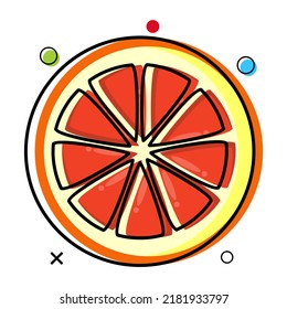 rebanada de arte lineal de diseño plano de fruta naranja. ilustración vectorial