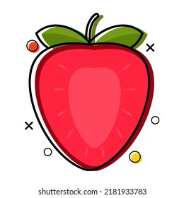line art slice of strawberry fruit flat design. vector illustration