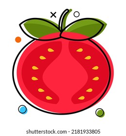 line art slice of tomatoes fruit flat design. vector illustration