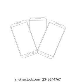 line Art Smartphone one continuous line drawing of the smartphone. Mobile phone line art vector illustrations