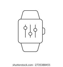 Line art of smartwatch with audio setting control