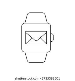 Arte de la línea de reloj inteligente con icono de mensaje de correo electrónico