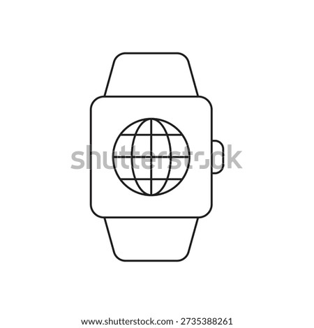 Line art of smartwatch with globe world icon