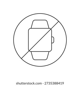 Line art of smartwatch with no device prohibited