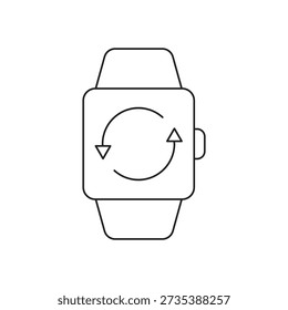 Line art of smartwatch with sync refresh arrows