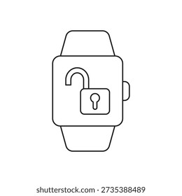 Line art of smartwatch with unlock access icon