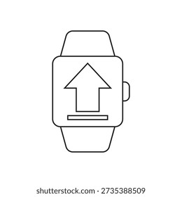 Arte de linha de smartwatch com ícone de seta de upload