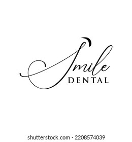 LINE ART  Smile Teeth Logo; Modern, unique, simple and techie lettermark tooth logo for dentist, orthodontics and toothpaste brand. Conveys sleek, cool, stylish and professional services.