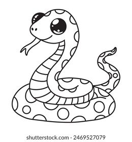 Line art of snake cartoon vector