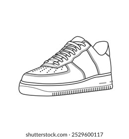 Ilustração de tênis de arte de linha, perfeito para gráficos de moda, projetos com temas esportivos e arte minimalista.