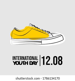 Line art of Sneaker Shoes vector illustration. Perfect template for international youth day design when celebrate on 12 august
