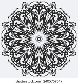 Line art snowflake. Ice crystal winter symbol. Template for winter Christmas design. Isolated vector illustration.