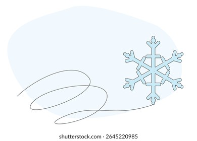 Line Art Snowflake. Winter Christmas and New Year Vacation Symbol. One Outline Continuous Contour Minimalist Drawing. Snow Holiday Family Greeting Card Sign. Sketch Thin Stroke Line Art Snowflake Icon