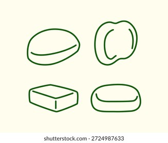Pacote de ilustração de vetor de sabão de arte de linha com estilo de contorno mínimo para higiene, banheiro e design de cuidados com a pele