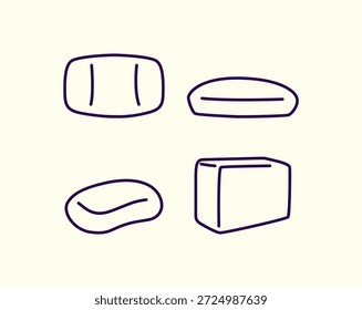 Line Art Soap Vector Illustration Bundle with Minimal Outline Style for Hygiene, Bathroom, and Skincare Design