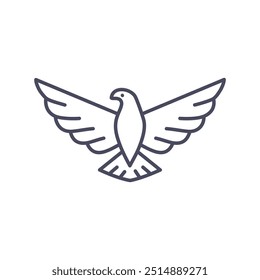 Line art soaring bird logo. A simple line art design of a bird in flight, symbolizing freedom, hope, and new beginnings. This design is perfect for use as a logo or emblem.