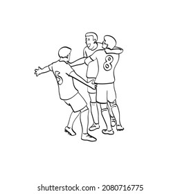 line art soccer player celebrating a victory illustration vector isolated on white background