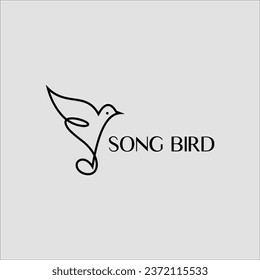 Line art song bird. Bird and Musical note logo vektor