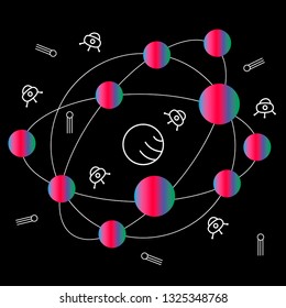 Line art space orbital geometry gradient circle symbol icon in modern style. Can be used for fluent design poster, electronic music technology cover, flyer, logo, t-shirt print.

