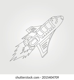 line art spaceship shuttle vector symbol illustration design, spaceship sketch vector design