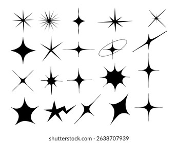 Line Art Sparkle And Starburst Accent. A dynamic collection of 20 hand drawn sparkle icons including starbursts line accents orbit shapes and abstract forms. Perfect for stickers branding posters