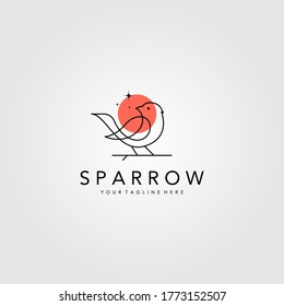 line art sparrow bird logo vector illustration design, minimalist bird icon symbol