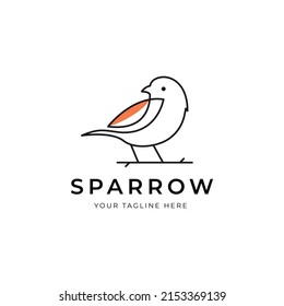 line art sparrow bird logo vector illustration design, minimalist bird icon symbol