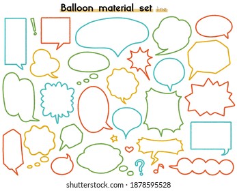 line art speech balloon material set