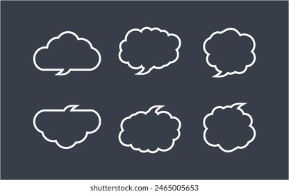 Line art speech bubble collection set of different shape design illustration