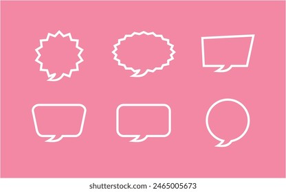 Line art speech bubble collection of different shape design template