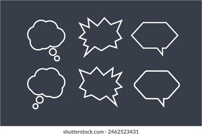 Sprachblasen-Symbole für Linienkunst-Vektorgrafik Comic-Dialog festlegen