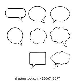 Line art speech bubbles bundle in vector format, perfect for clean, modern designs.