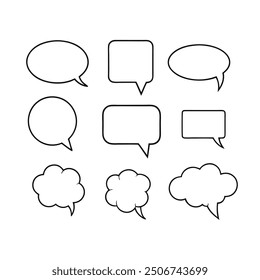 Line art speech bubbles bundle in vector format, perfect for clean, modern designs.