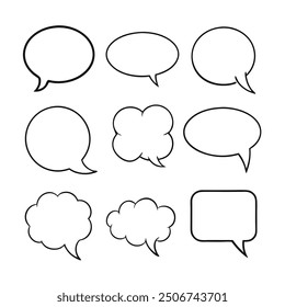 Line art speech bubbles bundle in vector format, perfect for clean, modern designs.